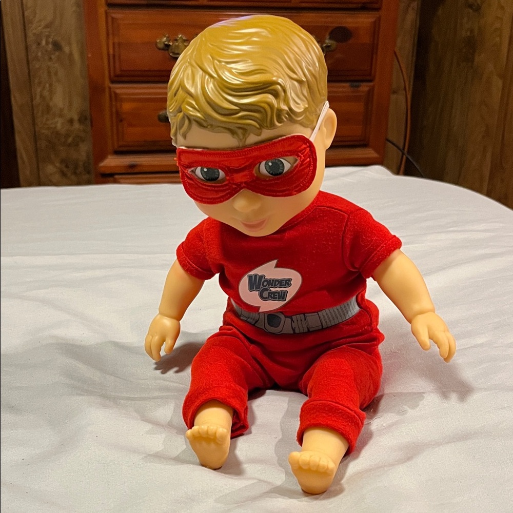 2016 PlayMonster Wonder Crew Superhero Will Doll with Mask 16 inch Red Outfit